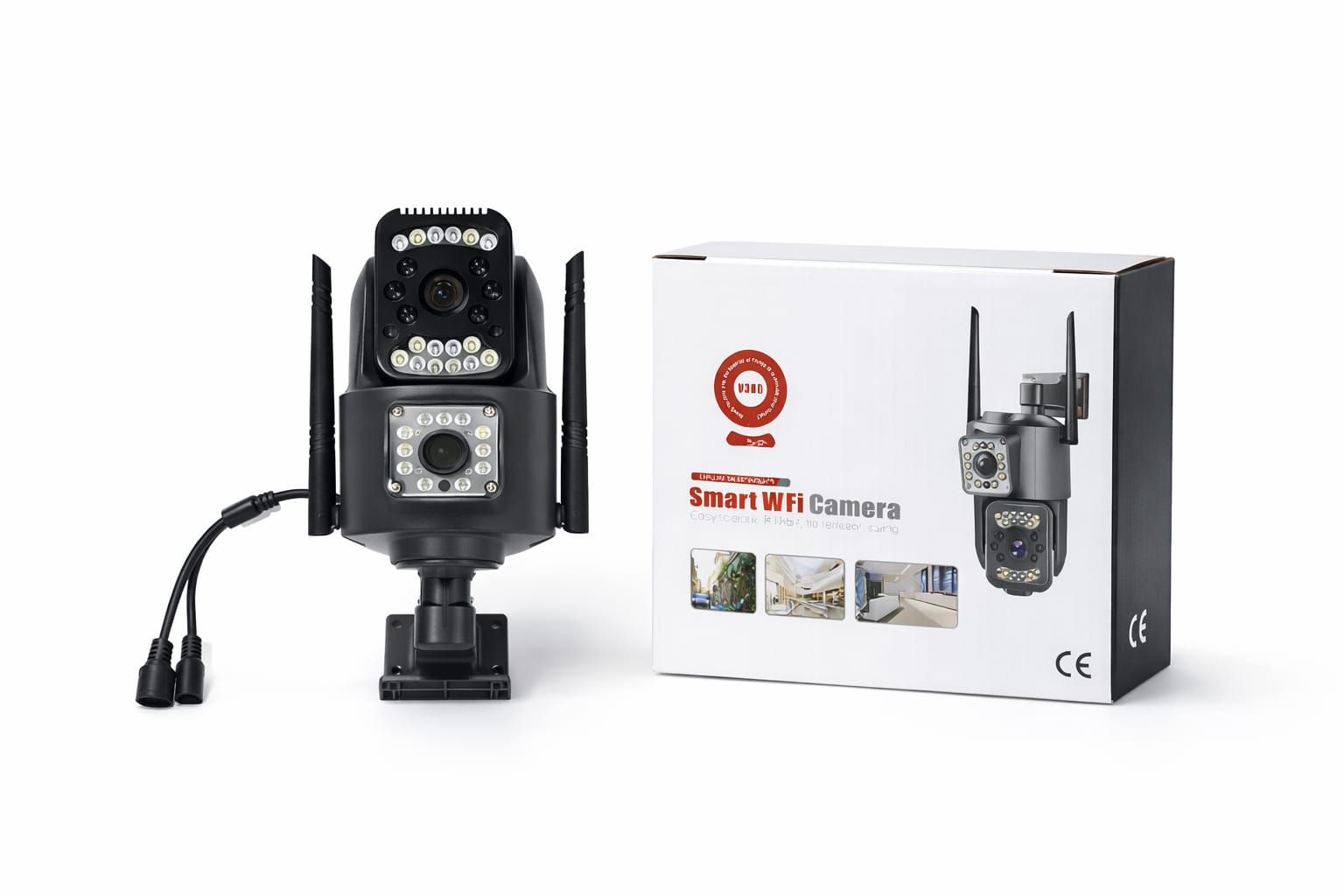 Smart WLAN Überwachungskamera mit Dual-Linse und Nachtsicht